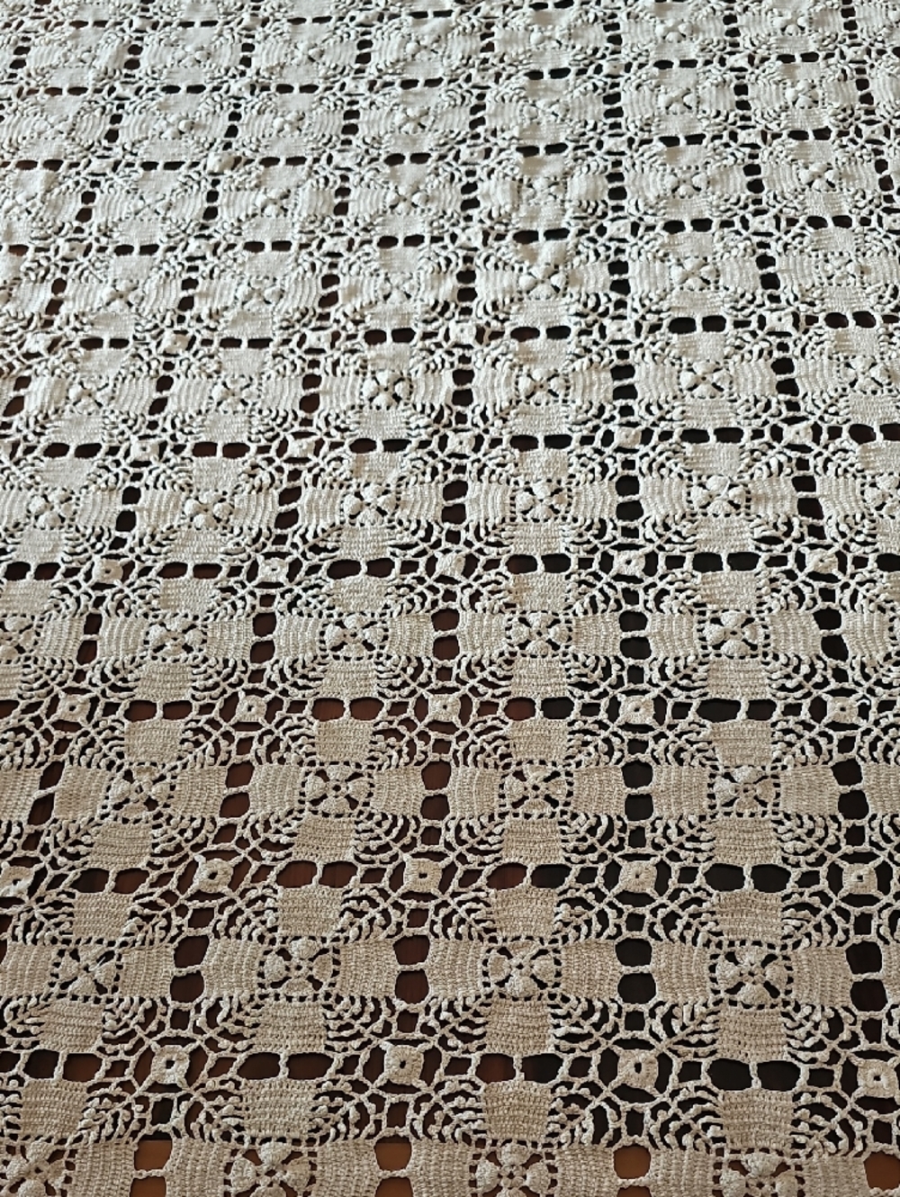 Handmade Crochet Lace Tablecloth in Cream - Picture 3 of 7